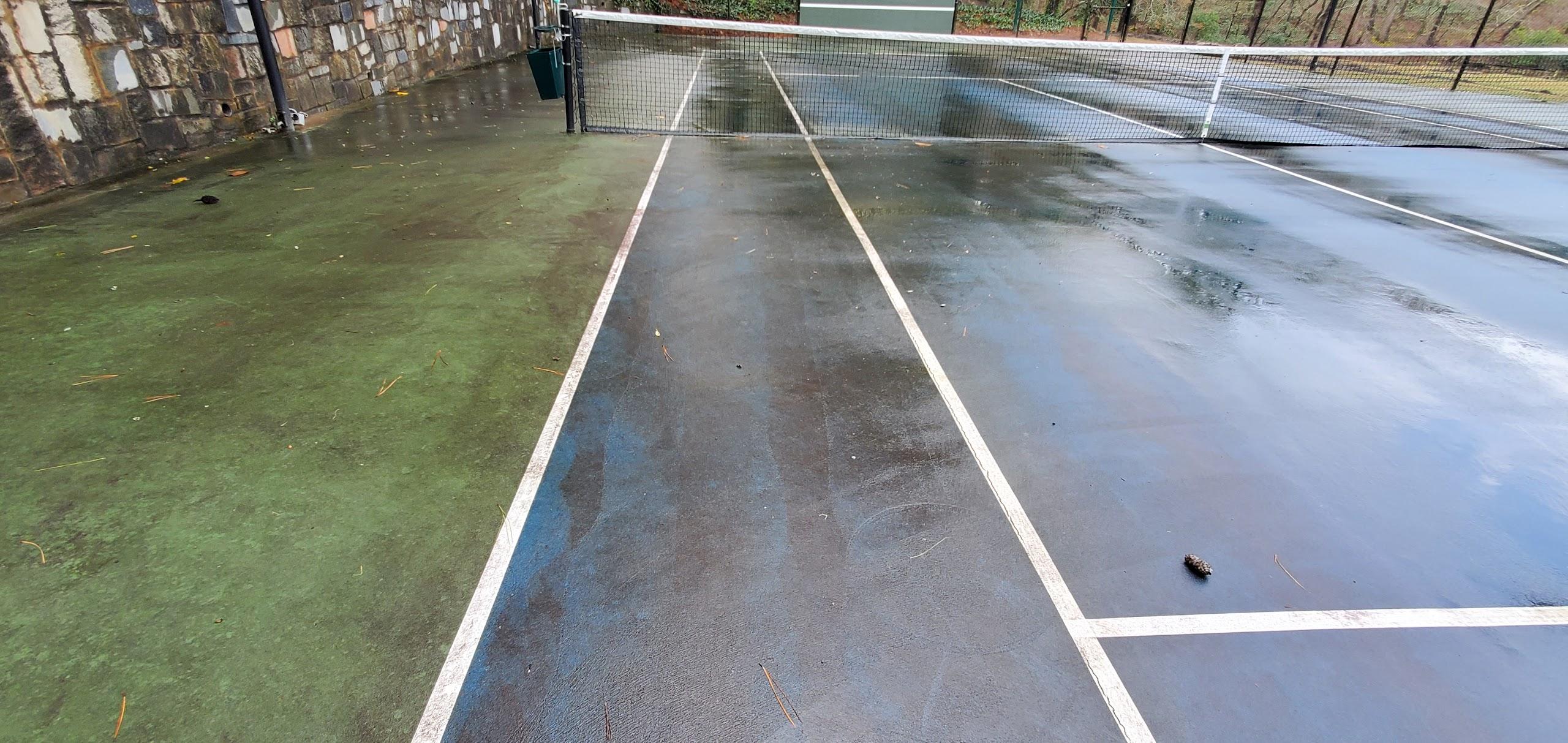 Before - Commercial tennis court pressure washing