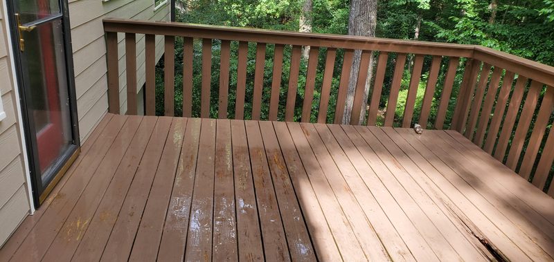 The same wooden deck after work was completed
